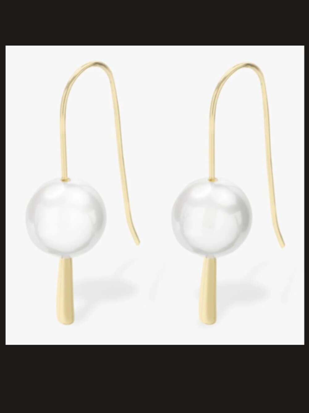 NWT Melinda Maria Perfect Pearl Hook Earrings Gold